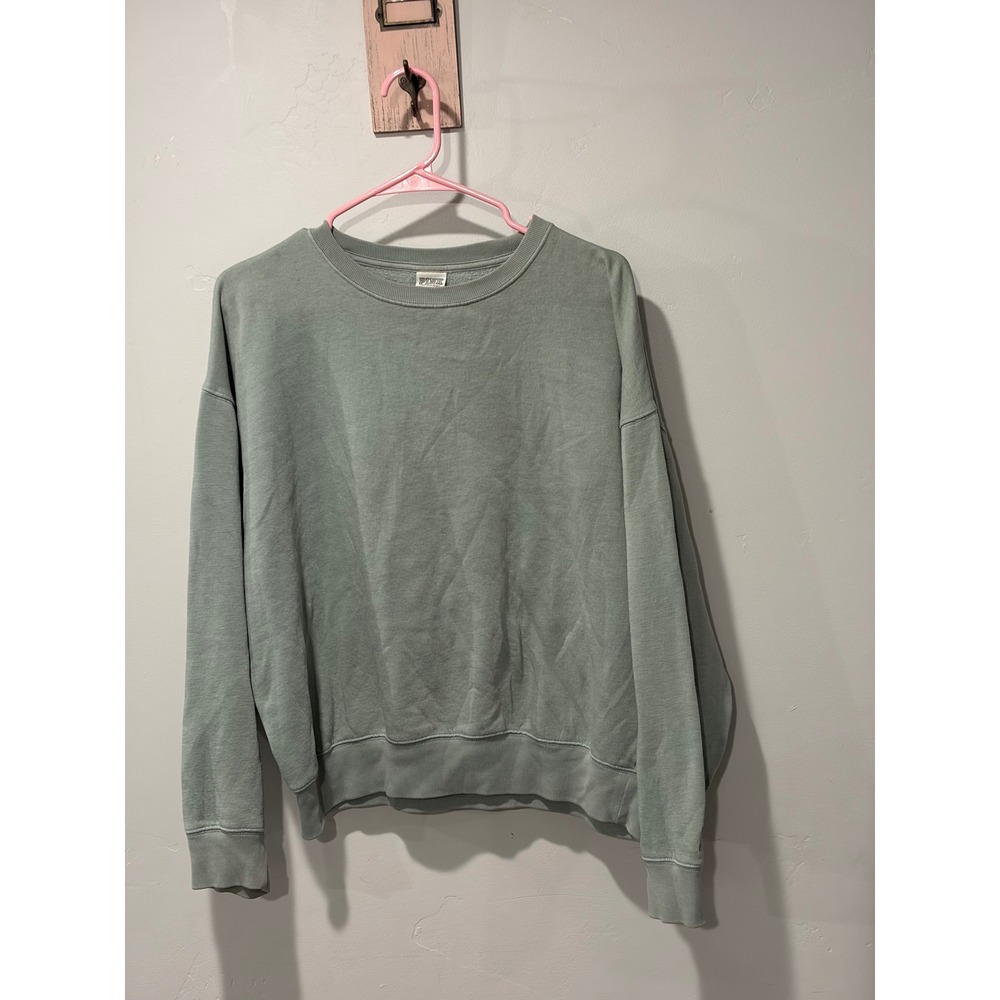 Victorias Secret PINK Crewneck Sweatshirt Sage Green Oversized Pullover Small